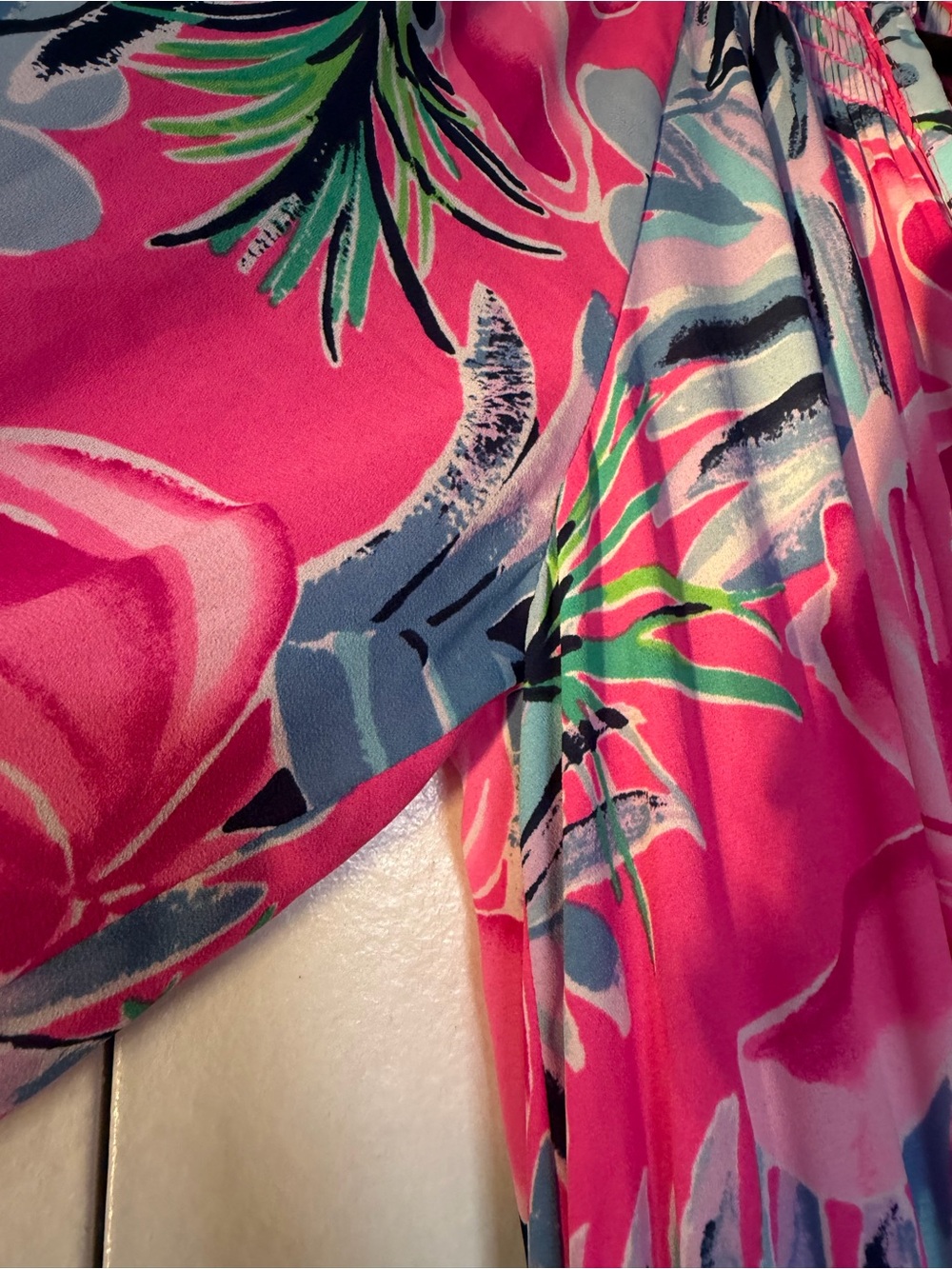 Lilly Pulitzer Pink & Blue Floral Long Sleeve Maxi Dress - Picture 3 of 6